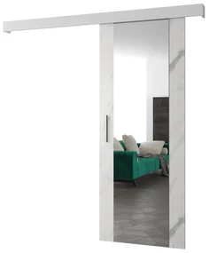 Posuvné dvere 90 cm Sharlene II (mramor biely + biela matná + strieborná) (so zrkadlom). Vlastná spoľahlivá doprava až k Vám domov. 1043649