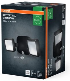 Osram - LED vonkajší nástenný reflektor so senzorom BATTERY 2xLED/5W/4xD IP54