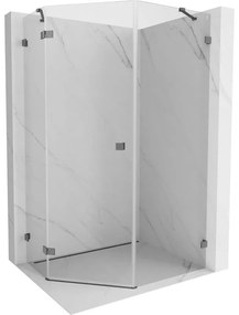 Mexen Lunar, päťuholníkový sprchový kút naklápací doľava 80 x 100 cm, 8mm číre sklo, profil grafit brúsený, 831-080L-100P-66-00-L