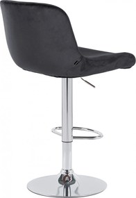 Barová stolička Solon - zamat, chróm rám - čierna