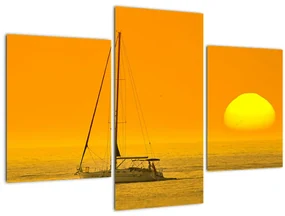 Obraz - Loďka uprostred mora (90x60 cm)