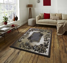 DY Hnedý koberec s kvetinovým vzorom Alfa 01 Rozmer: 80x150 cm