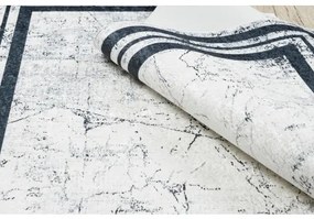 ANDRE 1023 umývací koberec vzor rámu, mramor protišmykový - čierna -biela Veľkosť: 80x150 cm