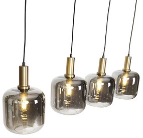 Inteligentné závesné svietidlo čierne s dymovým sklom 4-žiarovkové vrátane Wifi A60 - Zuzanna