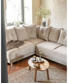 Béžová menčestrová rozkladacia rohová pohovka (ľavý roh) Lazy Lukka – Miuform