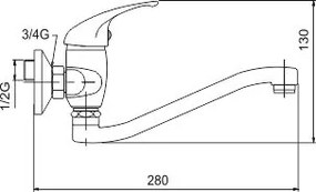 Novaservis Metalia 55 Drezová batéria 100 mm lekárska páka, chróm, 55074L,0