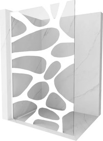 Mexen Kioto L, sprchová zástena Walk-In 70 x 200 cm, 8mm číre sklo biely vzor, biely profil, 800-070-103-20-97