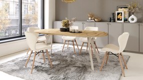 ALDO 100 Dub Artisan/béžové nohy - OKRÚHLY LOFTOVÝ/INDUSTRIÁLNY ROZKLADACÍ STÔL DO OBÝVAČKY/JEDÁLNE
