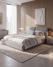 Čalúnená manželská posteľ Basil s úložným priestorom 160x200, sivá