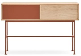 Tehlovočervený konzolový stolík v dubovom dekore Teulat Yoko