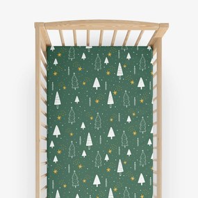 Goldea vianočná bavlnená napínacia plachta do detské postieľky - čaro vianoc 60 x 120 cm