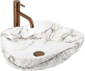 Rea Isla Aiax, asymetrciké umývadlo na dosku, 490x370x140mm, imitácia kameňa, REA-U3222