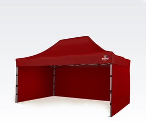 BRIMO Nožnicový párty stan EXCLUSIVE ALU 3x4,5 m s 3 stenami červený