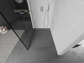 Mexen Kioto, sprchová zástena Walk-In 150 x 200 cm, 8mm číre sklo čierny vzor, brúsená oceľ profil, 800-150-101-97-77