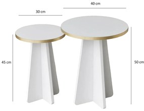 Set 2 ks konferenčných stolíkov Madeline 2 (zlatá + biela). Vlastná spoľahlivá doprava až k Vám domov. 1089599