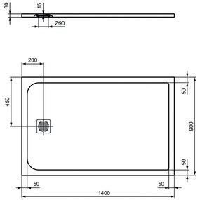 Ideal Standard Ultra Flat S - Sprchová vanička 1400x900 mm, čierna K8256FV