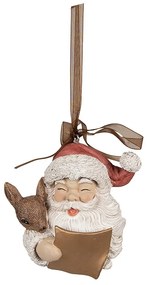 Závesná vianočná dekorácia Santa so srnčekom - 9*5*9 cm