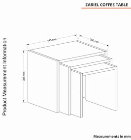 Odkladací stolík Zariel White, 3 ks