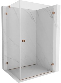 Mexen Lunar-B, pravostranný výklopný sprchový kút 85 x 80 cm, 8mm číre sklo, profil ružové zlato, 832-085-080-60-00-P