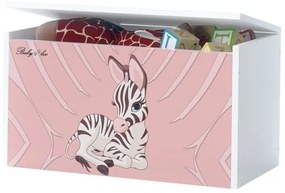 Raj posteli Box na hračky -  Ružová zebra biela