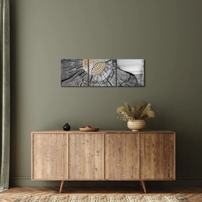 Obraz - Kmeň stromu v koláži (s hodinami) (90x30 cm)