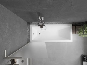 Mexen Next L, 1-krídlová vaňová zástena 60 x 150 cm, 6mm sklo námraza, 6mm číre sklo, profil brúsená oceľ, 895-060-000-03-30-97