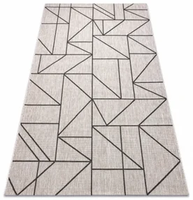 Koberec SIZAL FLOORLUX 20605 geometrický trojuholník - strieborný / čierny