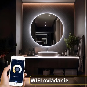 LED zrkadlo okrúhle Romantico ⌀70cm studená biela - wifi aplikácia