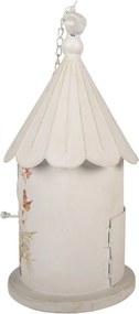 Béžová dekorácia vtáčia búdka s vtáčikmi Home - Ø 19*40 cm