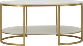 Biely/v zlatej farbe konferenčný stolík s mramorovou doskou 60x90 cm Izmir – Mauro Ferretti