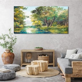 Obraz na plátne Lesné vodné stromy obloha