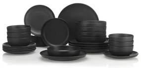 24-dielna jedálenská súprava, čierna, porcelán