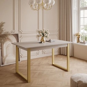 ROZKLADACÍ JEDÁLENSKÝ STÔL DANILO KAŠMÍR + ZLATÉ U NOHY 140 / 195 cm