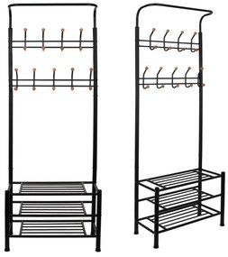 PreHouse Kovový vešiak so stojanom na topánky 187 cm - čierny