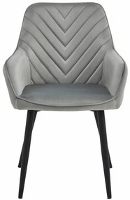 Kreslo NANA - strieborný sivý zamat / čierne nohy