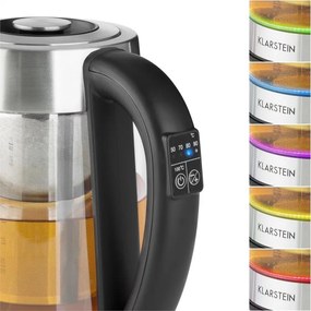 Klarstein Ostfriese, rýchlovarná kanvica a čajník 2 v 1, 1,7 l, 2200 W, LED, nehrdzavejúca oceľ, sklo