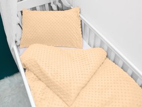 Biante Detské posteľné obliečky do postieľky Minky 3D bodky MKP-006 Svetlo marhuľové Do postieľky 90x140 a 50x70 cm