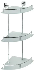 Sapho Sapho, X-ROUND E polička sklo roh trojitá s hrazdou, 270x660x355mm, chróm, XR606