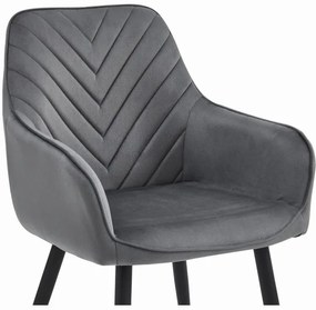 Set dvoch jedálenských stoličiek NANA zamatové, tmavosivé (čierne nohy) 2 ks