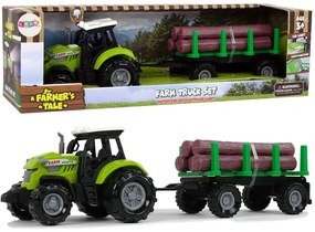 LEAN TOYS Zelený traktor s prívesom