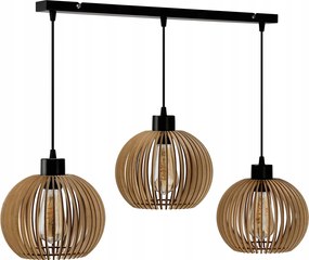 LED závesná lampa 3xE27 drevená nastaviteľná do kuchyne obývačky atmosférická