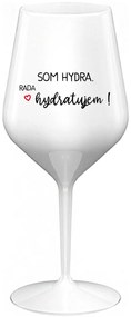 SOM HYDRA. RADA HYDRATUJEM! - biely nerozbitný pohár na víno 470 ml