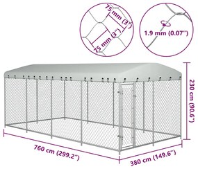 Vonkajšia voliéra pre psy so strechou 7,6x3,8x2,3 m