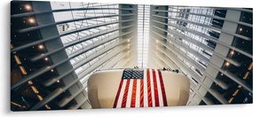 Obraz stavby s vlajkou USA (120x50 cm)
