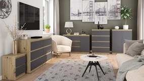 Skrinka so šuplíkom Carlos, dub artisan/grafit, 80 cm