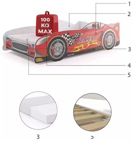 Posteľ Auto 160x80 Pretekár | červený