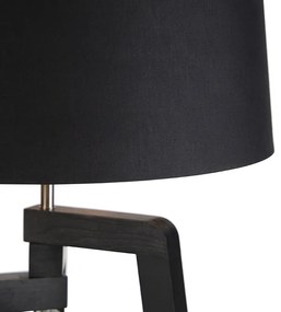 Trojnohá stojaca lampa s tienidlom z bavlny čierna so zlatom 50 cm - Puros