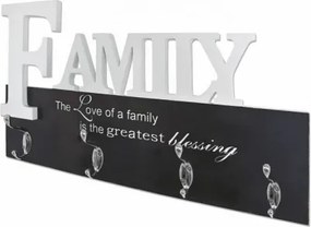 Nástenný vešiakový panel Family, biely/čierny%