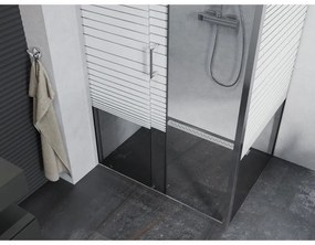 Mexen Apia, sprchový kút s posuvnými dverami 130 (dvere) x 80 (stena) cm, 6mm číre-pásy sklo, chrómový profil, 840-130-080-01-20