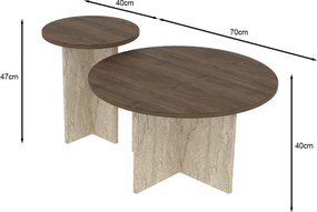 Set 2ks. konferenčných stolíkov Priva (orech + travertín). Akcia -15%. Vlastná spoľahlivá doprava až k Vám domov. 1144316